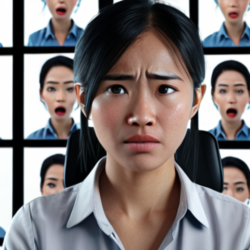 Home 18 **Prompt 1: AI Customer Service in Vietnam**
"A Vietnamese customer on a video call, showing a range of emotions from initial frustration to relief. Digital overlays near their face subtly illustrate AI-detected emotions (e.g., small, evolving icons representing confusion, then satisfaction). The background is a modern, clean call center or home office environment. Focus on realistic facial expressions, clear digital interface elements, and a professional, empathetic tone. High resolution, cinematic lighting, digital art, realistic."