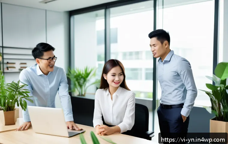 감정 인식 대화를 위한 스크립트 작성법 - A professional Vietnamese office scene depicting a diverse group of colleagues engaged in a calm dis...