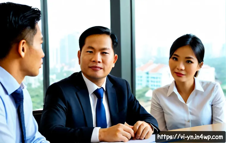Home 17 비즈니스 대화에서 감정 인식 활용하기 - Photorealistic modern business meeting in Ho Chi Minh City, Vietnamese manager attentively observing...